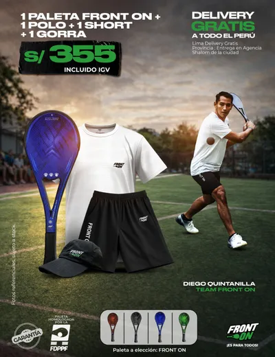 1 Paleta Front On + 1 Polo + 1 Short + Gorra